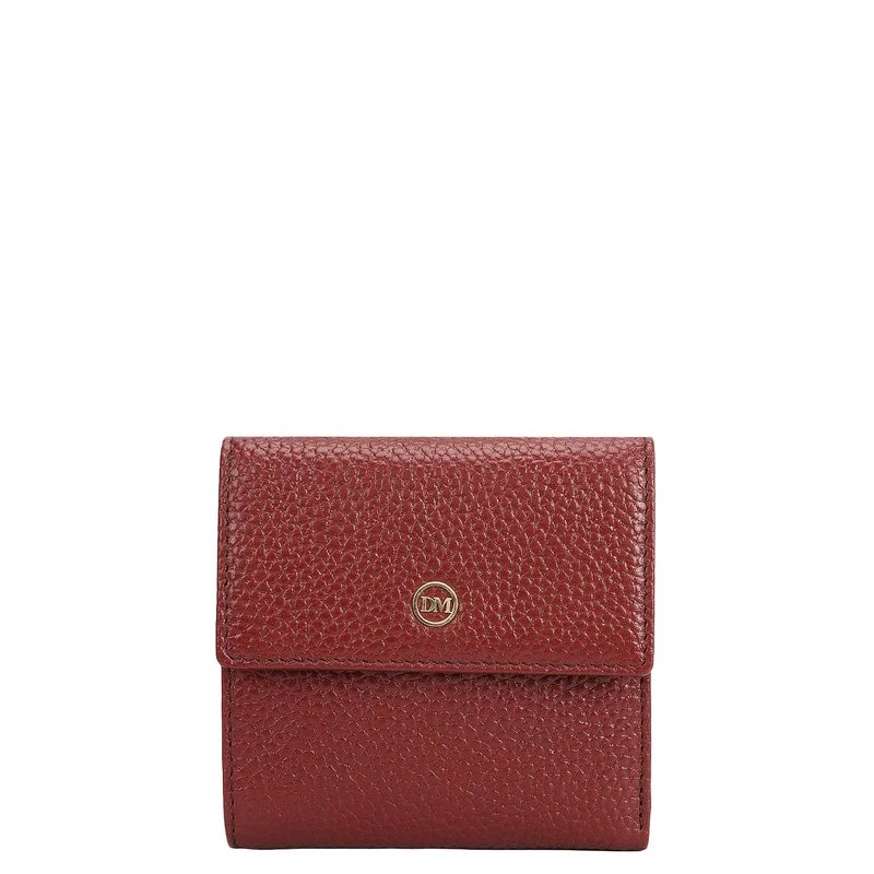 دا ميلانو Wax Leather Ladies Wallet - Cherry